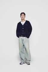 24FW Vネックブークルカーディガン ブラック