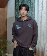 ヘンリー ネック ワッフル ロングスリーブ フーディー