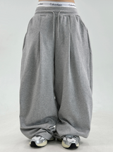 ❤ S-XL❤ サイドプリーツワイドバルーントレーニングパンツ