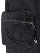 BBD スプレーロゴマルチポケットデニムカーゴパンツ (Black)