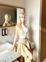 1381. Glad shirring unbal sleeveless (3color)