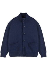 Wool Knit High Neck Cardigan