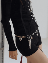 ハートキーリングシルバーゴールドチェーンベルト