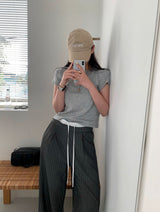 [BELLIDE MADE] デイリーラベルセミクロップド半袖Tシャツ