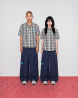 ハーフクロップチェックシャツ (BLACK)