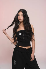 eat me plz* chest-wearing mini set, autumn-winter velvet street style chest-wearing top