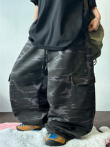 SEMI BALLOON WIDE OVER CARGO MILITARY LONG PANTS 🐝💚🤎 - 2 COLORS