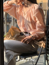 Round shirring blouse (2color)