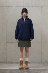 Double zipper high-neck sweatshirt