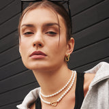 gold puppy huggie hoop 14k gold plating + 925 silver earrings E069-02G