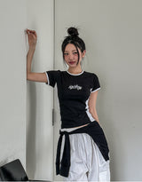 Sporty Star Printing Color Matching Short Sleeve