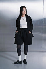 VINTAGE DIA-QUILTING WIDE 1/2 PANTS (Black)