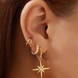 Double 925 Silver + 14k gold plating Hoop Ring Earring E059-14G
