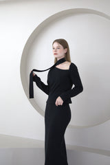 Unbalanced Muffler Knit Black