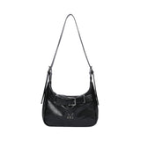 MONIC METAL LOGO FRONT BELTED LEATHER SHOULDER BAG UNISEX
