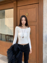 Luna Skin Off-Shoulder Cable Slim-Fit Knit