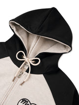 Women's Lovely Heart Raglan Embroidery Hood Zip-up OatmealBlack(FCE1ZP305W)