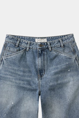 エイジスプラッターカーペンターデニムショーツ(Washed Blue)