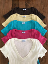 Perton Deep V-Neck Short Sleeve T-Shirt