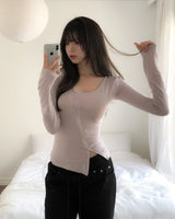 Hiko Unbalanced Button Zipper Long Sleeve