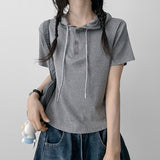 ファイン Vネック バートン フーデッド ショートスリーブ Tシャツ (3 colors)