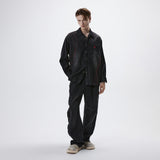 INCISION SIDE WRINKLE DENIM PANTS - BLACK/CAMO