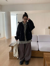 [unisex] サルコットンフードジップアップジャケット