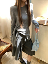 Side strap soft long-sleeve t-shirt