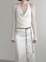Renne See-through Boat Neck Long Sleeve Tee