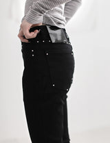 Black pin bootcut denim