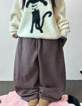Balloon Wide Collie Belt Color-Point Fleece Balloon Wide Pants 🖤💜 5COLOR