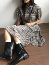 Cold check collar dress (2color) 