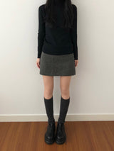 Ground checkered wool skirt (2 colors)