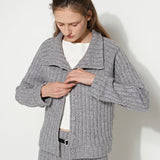 High-Neck Cardigan Grey