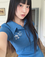 Devon スタープリントカラー半袖Tシャツ