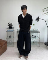 パラ ソフト ヘンリー ネック ロング スリーブ Tシャツ