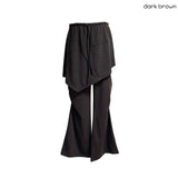 (2color) Diagonal Shirring Bootcut Layered Pants