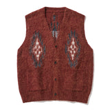chimayo pattern brushed knit vest brick