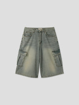 Fairy half cargo denim pants