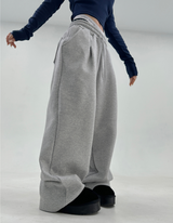 (SIZE OPTION♥/FLEECE🔥) プリーツメイドトレーニングエラスティックウエストロングパンツ