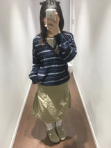 モノストライプVネックニット (3color)