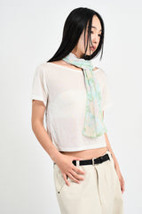 Tencel boatneck crop t-shirt