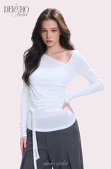Thai wrap strap long-sleeve T-shirt