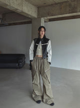 Peer One Track Crop Leather Jacket