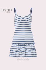 Marine stripe frill dress