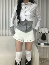 Fuzzy Snow Stud Mini Shorts
