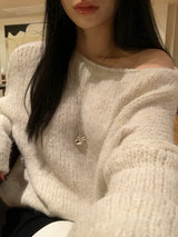 [MADE] ELLEN WOOL UNBALANCED OFF-SHOULDER KNIT