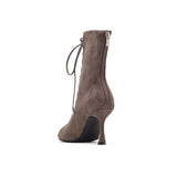 Suede Cross-Ring Open Toe Heel(Khaki)