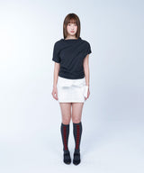 Unbalance drape neck top - CHARCOAL