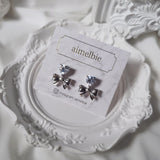 [Aespa Winter Earrings] ハートクリスタルアンドリボンピアス-シルバー